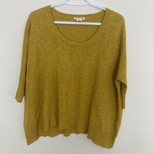 Eileen Fisher Women’s Pullover Sweater Linen Blend Yellow Goldenrod Size S Boxy